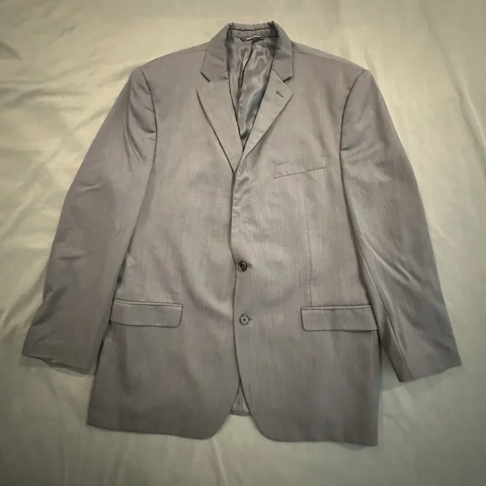 Ralph Lauren Suit Jacket Men's 48L 100% Wool 2 Piece Pleated Pants 37x30.5 Gray